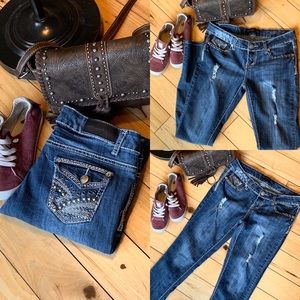 Studded Lightly Stressed Skinny Jeans Size 3/4 R